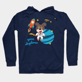 Space bear or astronaut in a space suit with cartoon style Hoodie